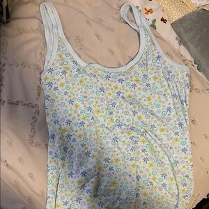 Route 66 Blue and Yellow Floral Tank Top